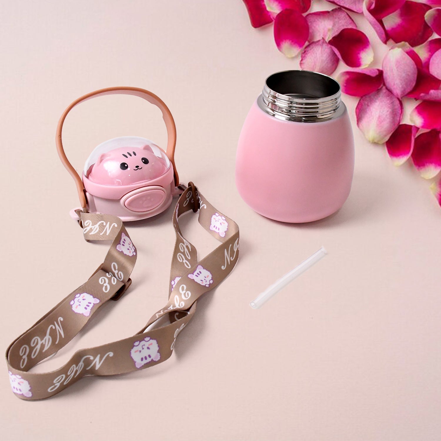 Stainless Steel Kitten / Bottle Vacuum Insulated Cup With Handle & Strap (700 ML) Stainless Steel Kitten / Bottle Vacuum Insulated Cup With Handle & Strap (700 ML)